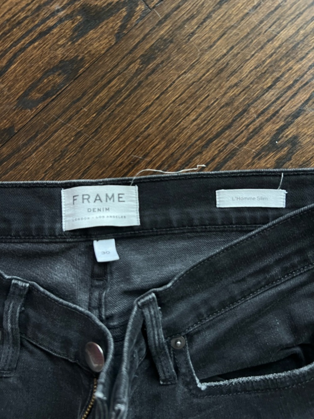 Frame Denim Black Boyfriend Jeans with Cuffed Hem - Picture 2 of 3